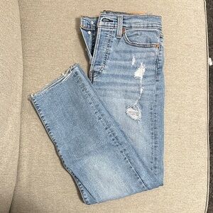 Levi's Light Blue Distressed Wedgie Straight Leg Jeans